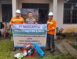 CSR PT Maslapita Serahkan Bantuan Mesin Pompa Air Alkon ke Polsek Patangkep Tutui